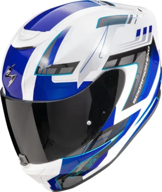 Scorpion EXO 391 Captor White Blue Full Face Motorcycle Helmet